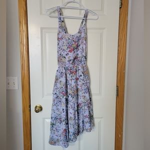 Asymmetrical Blue Floral Dress